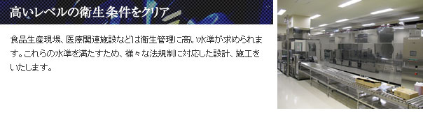 高いレベルの衛生条件をクリア